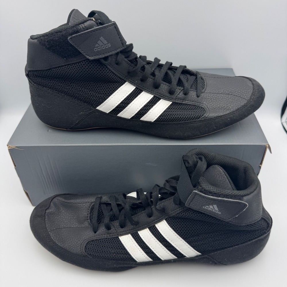 Adidas HVC 2 Wrestling Shoes Black White Mens Size 11 AQ3325 High Top Boxing MMA
